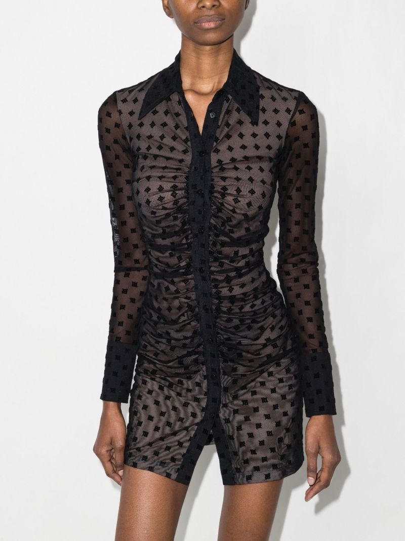 Monogram Mesh Mini Shirt Dress