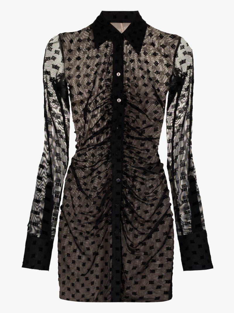 Monogram Mesh Mini Shirt Dress