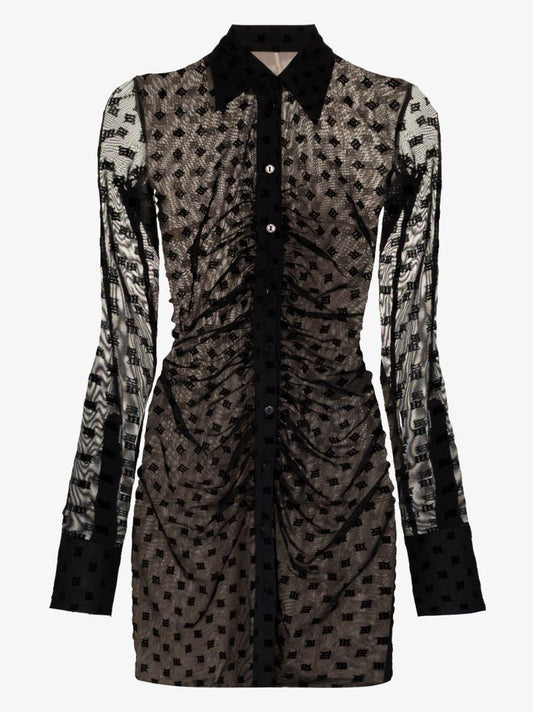 Monogram Mesh Mini Shirt Dress