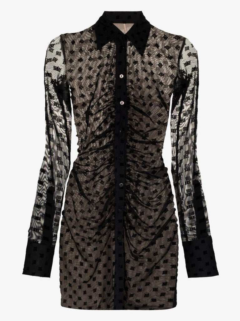 Monogram Mesh Mini Shirt Dress