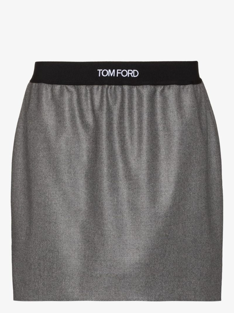 Logo Waistband Cashmere Mini Skirt