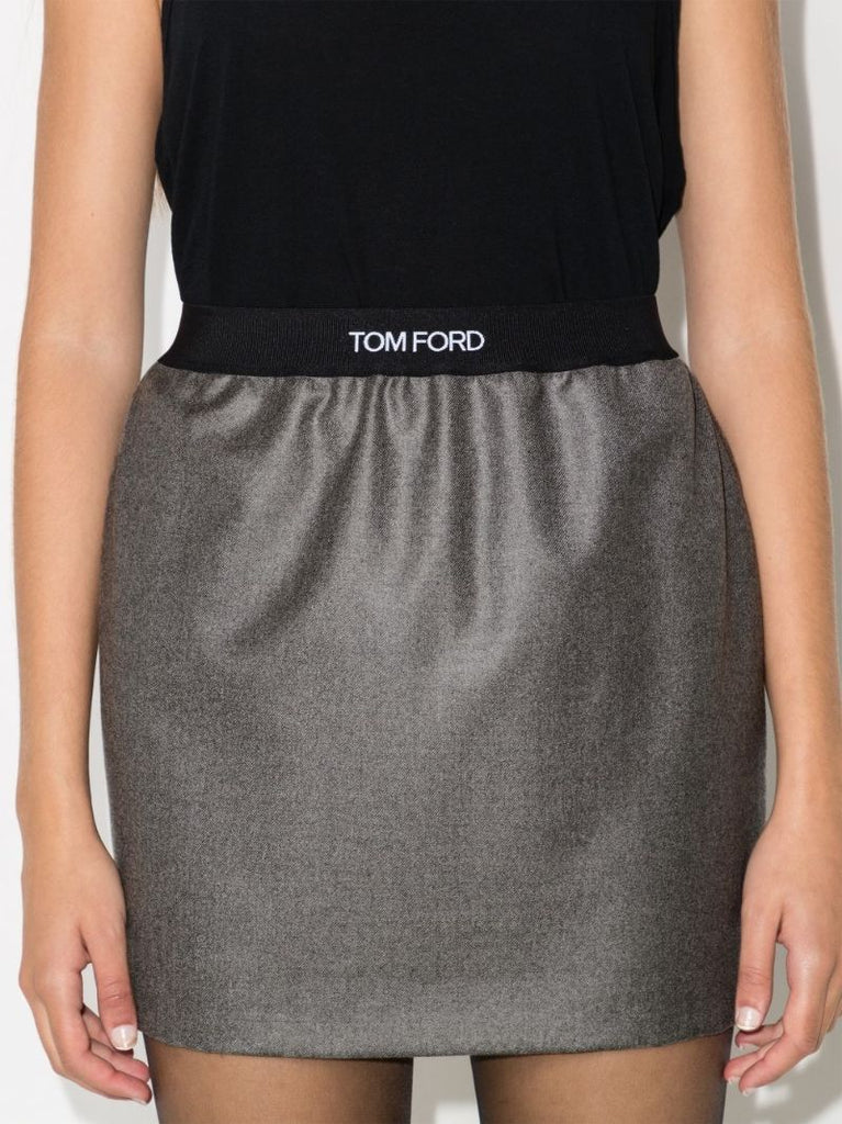 Logo Waistband Cashmere Mini Skirt