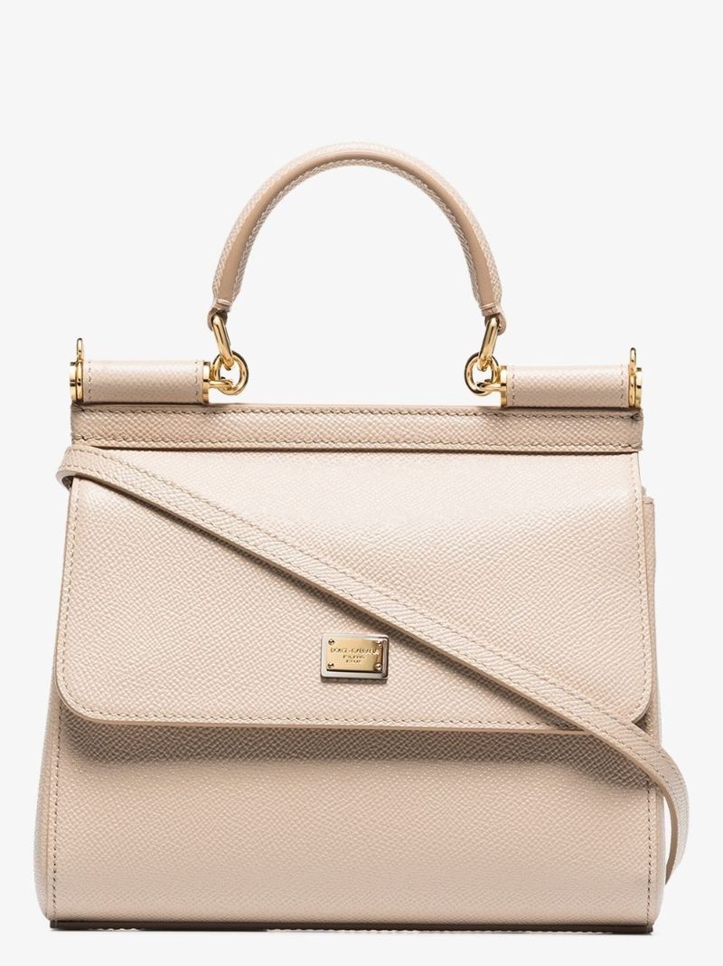 Neutral Sicily Mini Leather Tote Bag