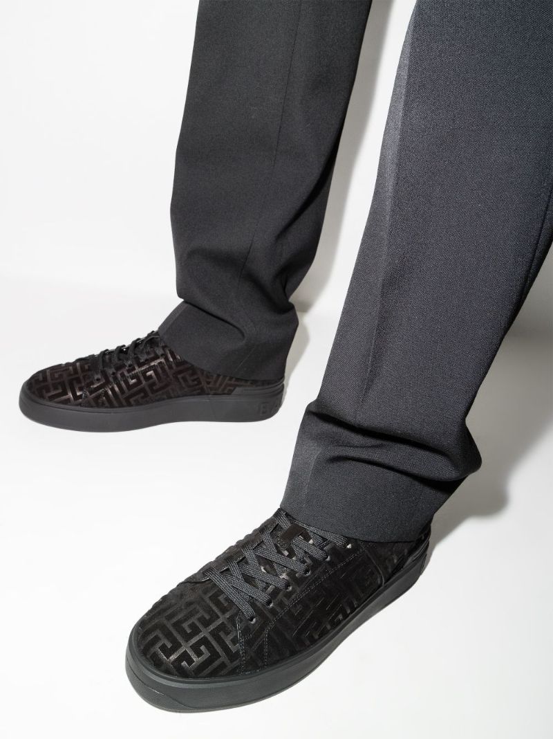Black B-court Monogram Suede Sneakers