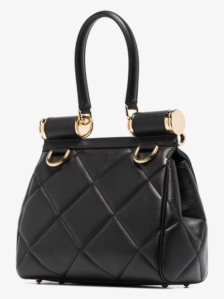 Black Ã¢â_x0082_¬Ë_x009c_90s Sicily Medium Quilted Leather Tote Bag