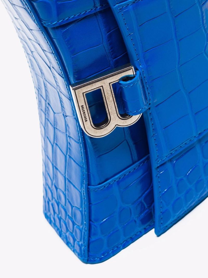 Blue Hourglass Xs Mock Croc Leather Top Handle Bag