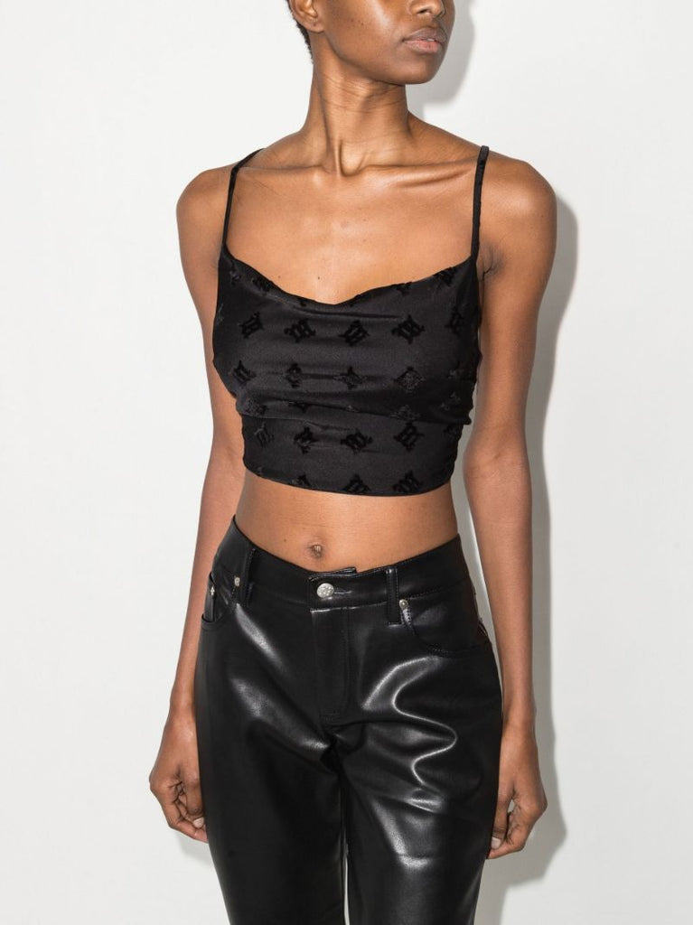 Velour Monogram Crop Top