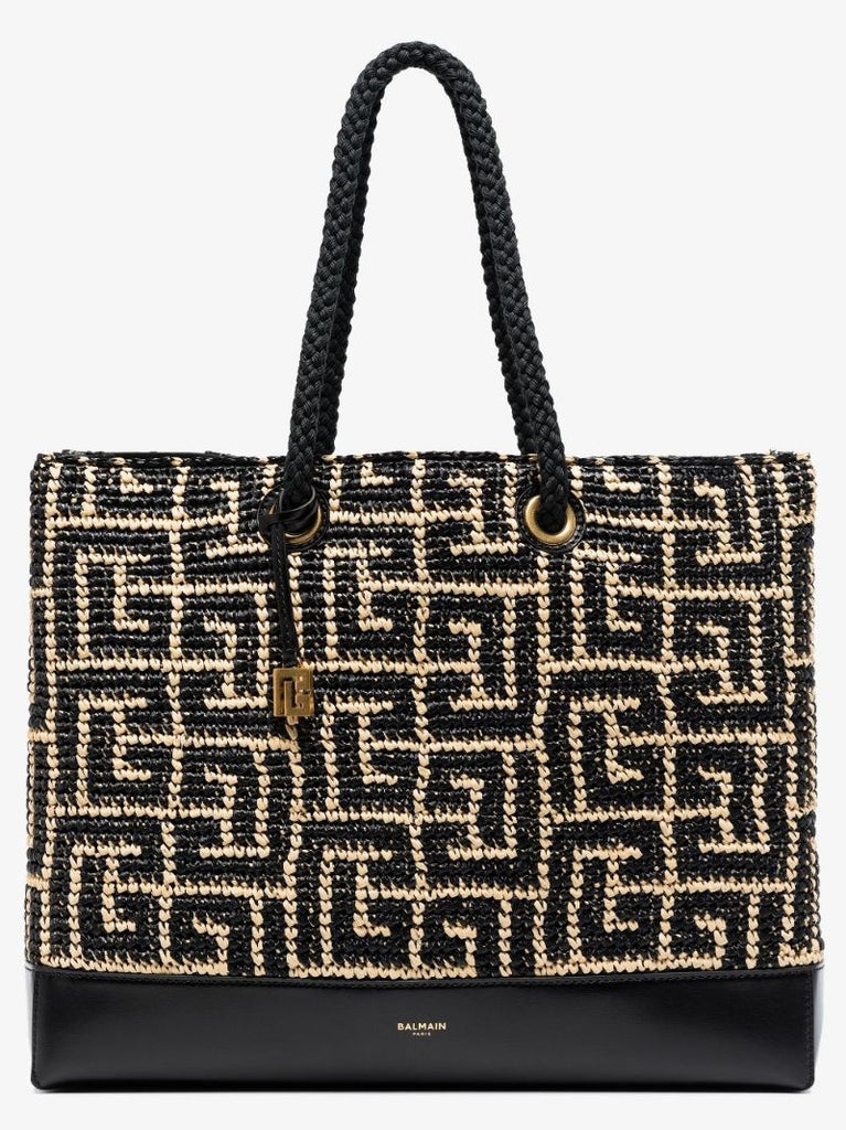 Black Folded Shopping Raffia Tote Bag