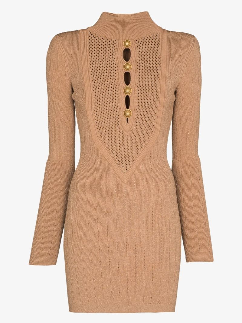 Pointelle Knit Mini Dress