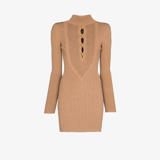 Pointelle Knit Mini Dress