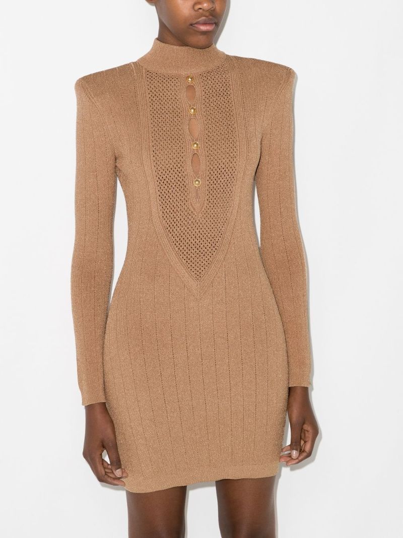 Pointelle Knit Mini Dress