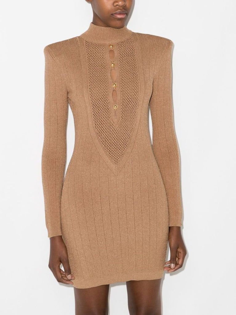 Pointelle Knit Mini Dress