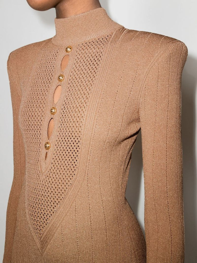 Pointelle Knit Mini Dress