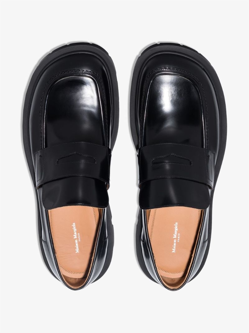 Black Chunky Leather Loafers
