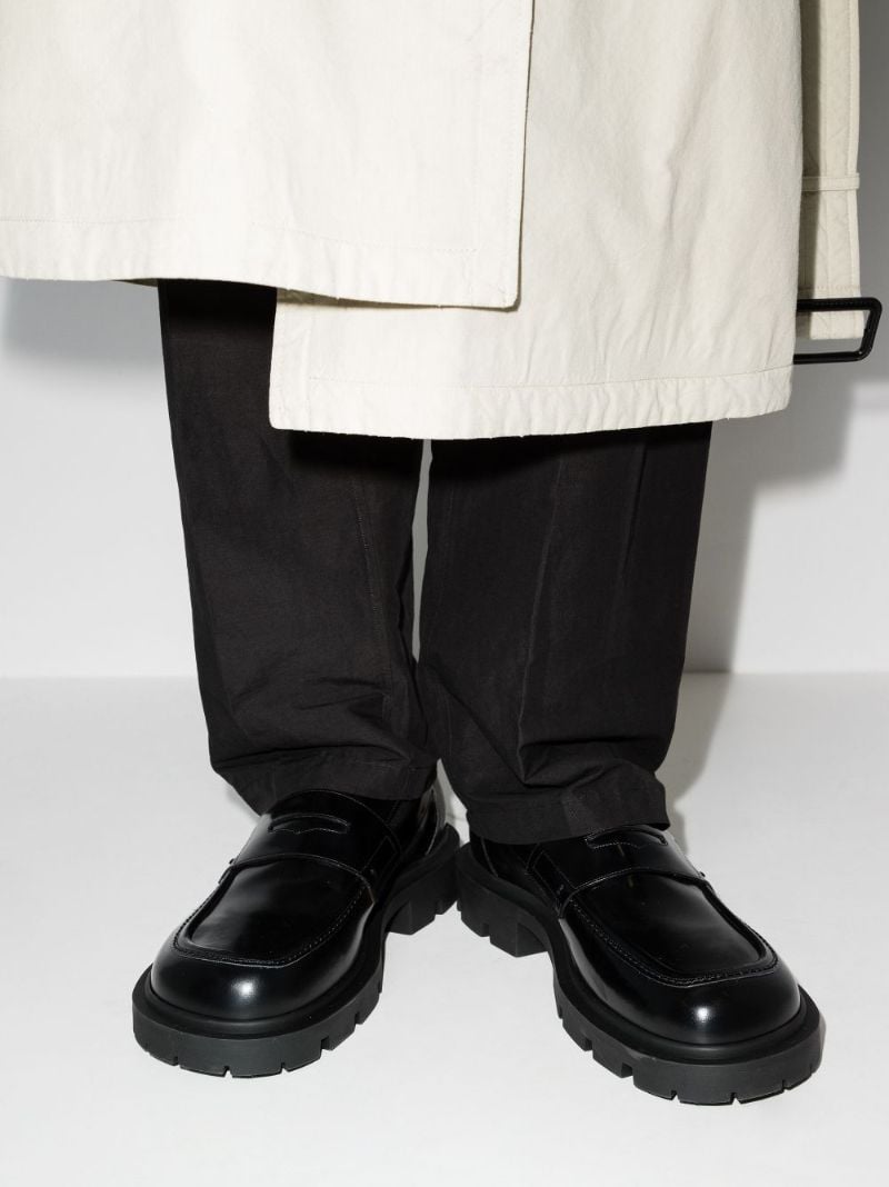 Black Chunky Leather Loafers