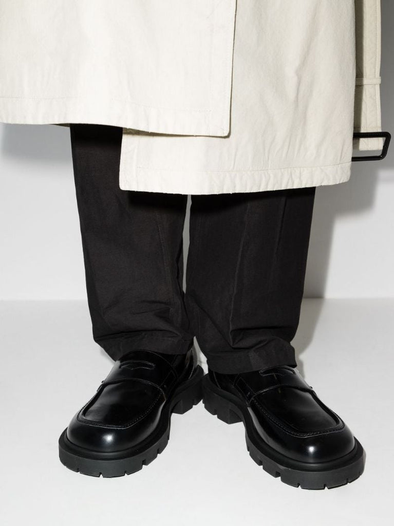 Black Chunky Leather Loafers