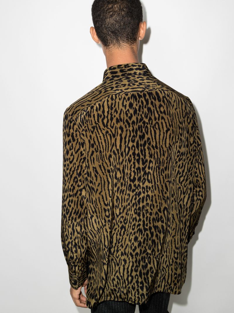 Oversized Leopard Print Silk Shirt