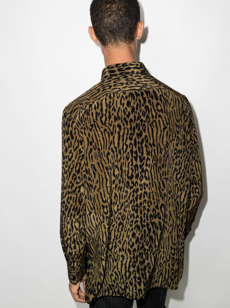 Oversized Leopard Print Silk Shirt