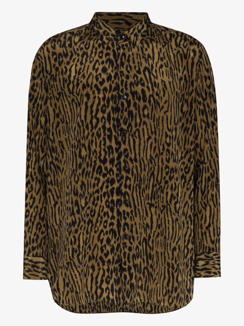Oversized Leopard Print Silk Shirt