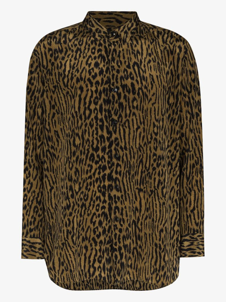 Oversized Leopard Print Silk Shirt