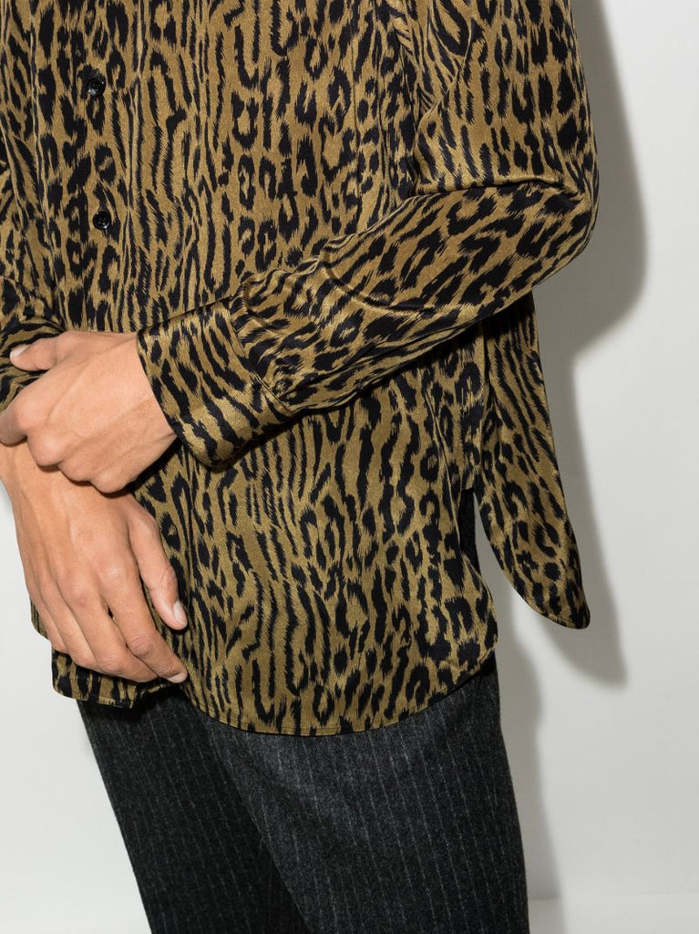 Oversized Leopard Print Silk Shirt