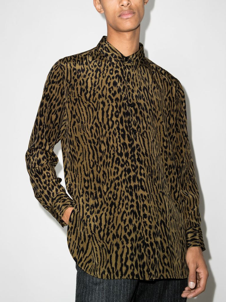 Oversized Leopard Print Silk Shirt
