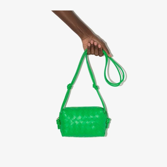 Green Intrecciato Leather Cross Body Mini Bag