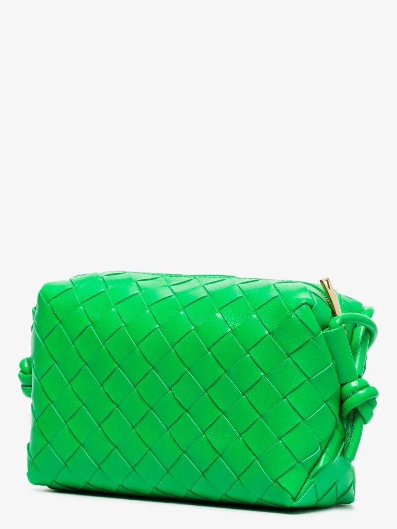 Green Intrecciato Leather Cross Body Mini Bag