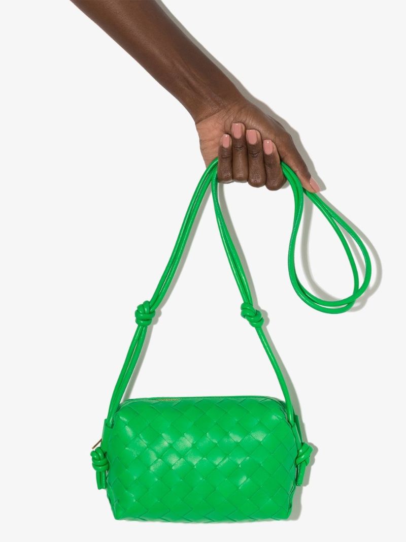 Green Intrecciato Leather Cross Body Mini Bag