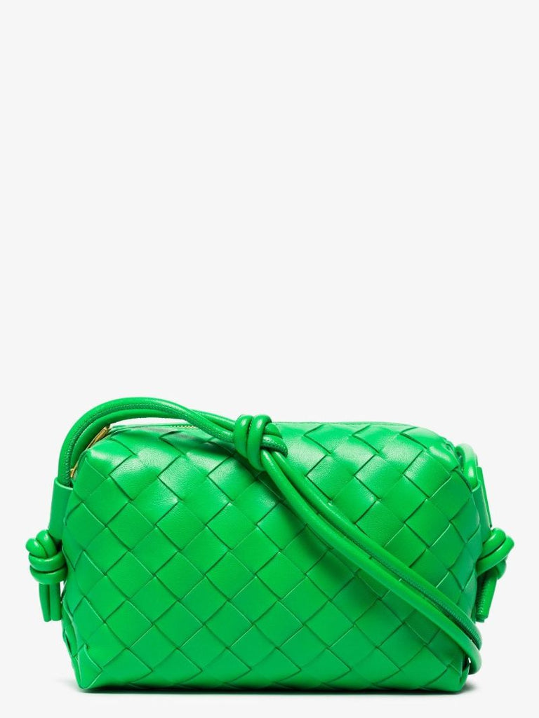 Green Intrecciato Leather Cross Body Mini Bag