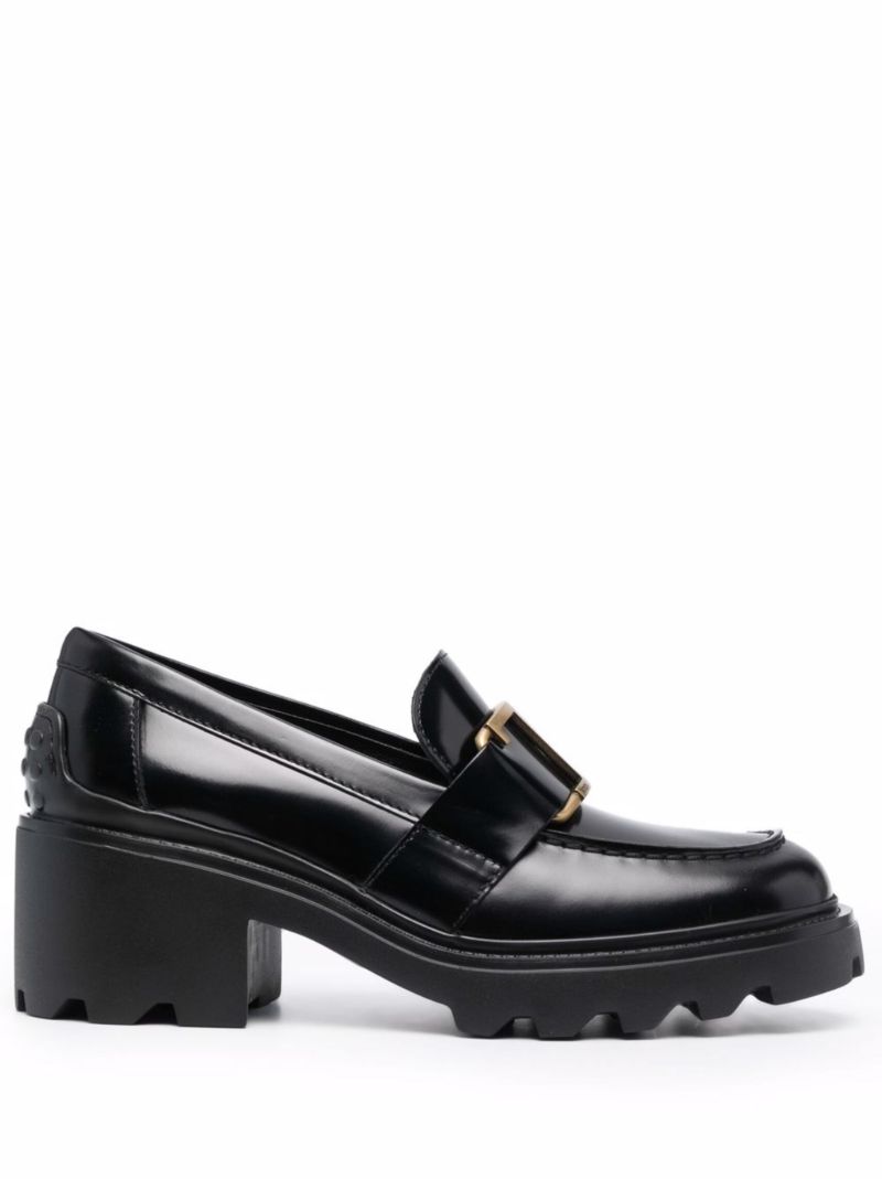 Black L T Timeless 60 Leather Loafer Pumps
