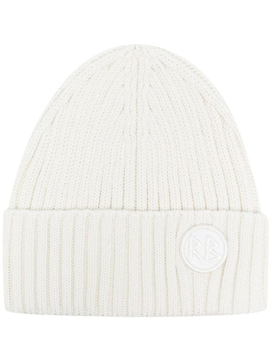 Neutral Monogram Patch Beanie Hat