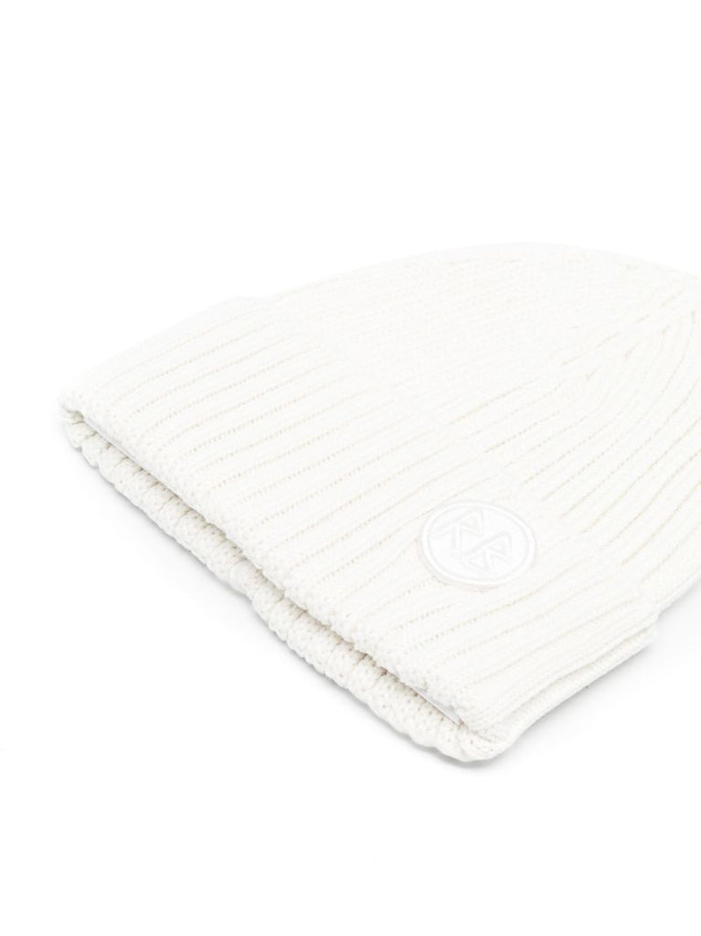 Neutral Monogram Patch Beanie Hat