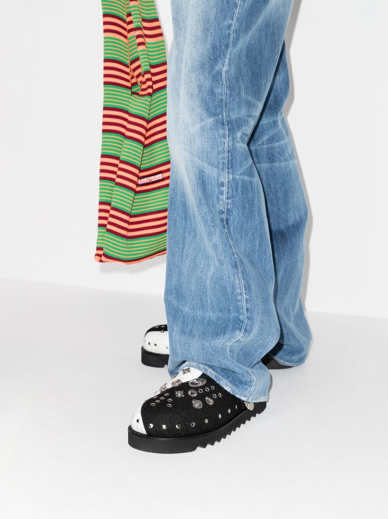Black Yin Yang Studded Mules
