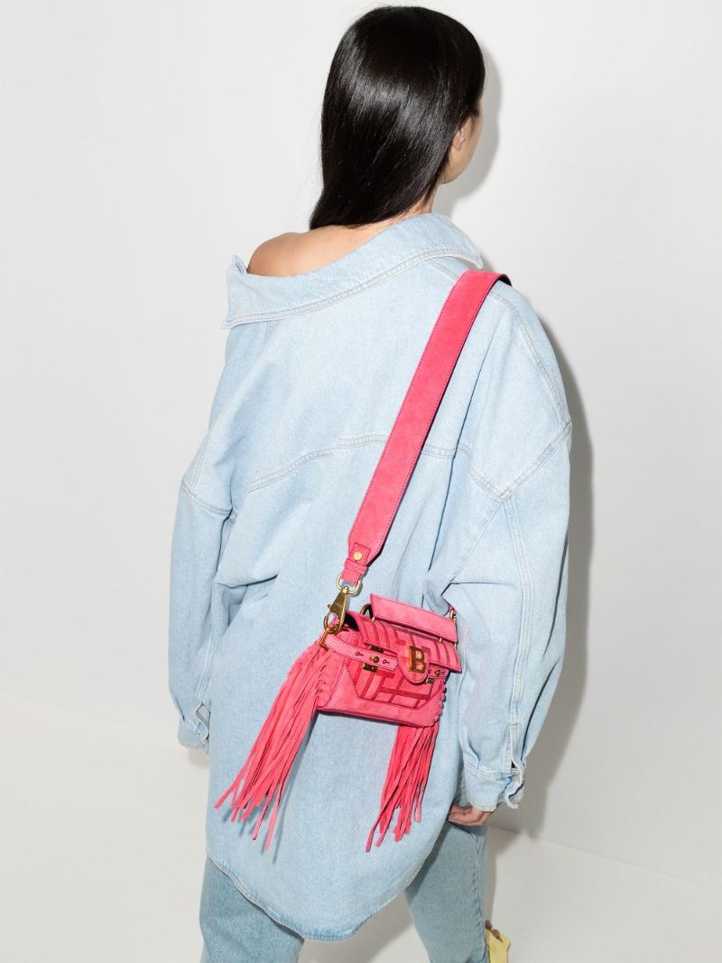 Pink B-buzz 19 Fringed Suede Shoulder Bag