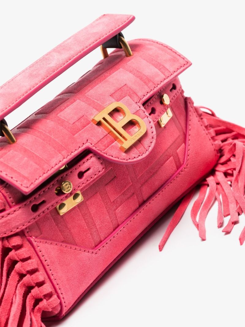 Pink B-buzz 19 Fringed Suede Shoulder Bag