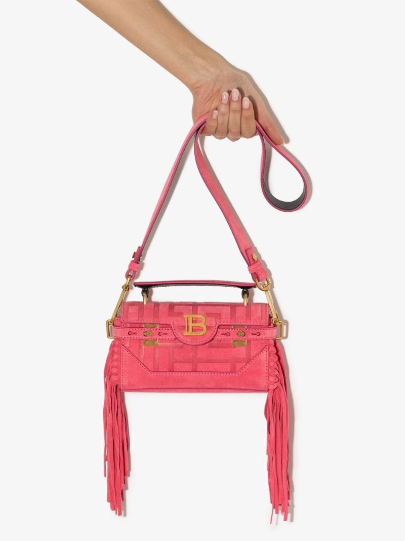 Pink B-buzz 19 Fringed Suede Shoulder Bag