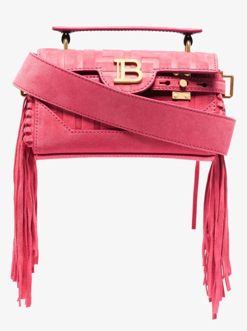 Pink B-buzz 19 Fringed Suede Shoulder Bag