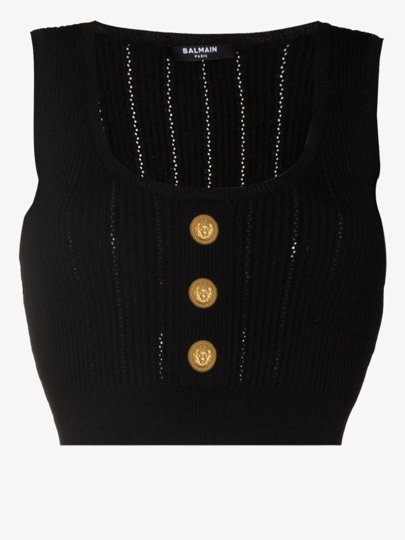 Buttoned Ribbed Crop Top