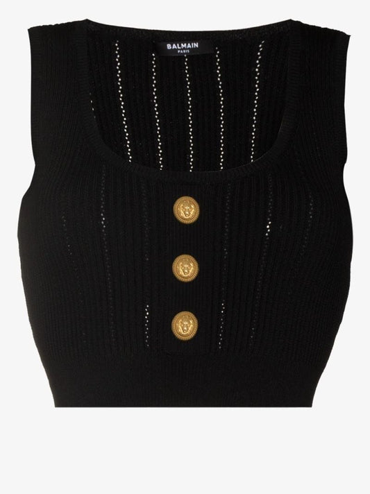 Buttoned Ribbed Crop Top