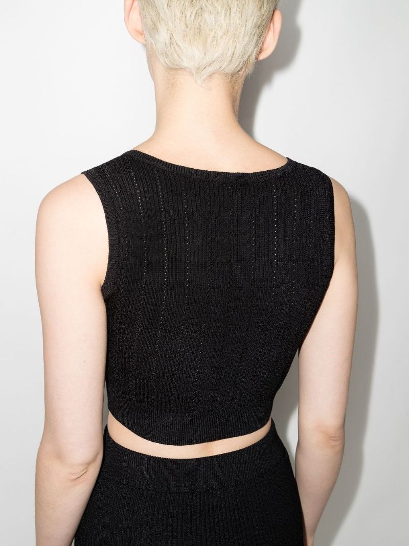 Buttoned Ribbed Crop Top