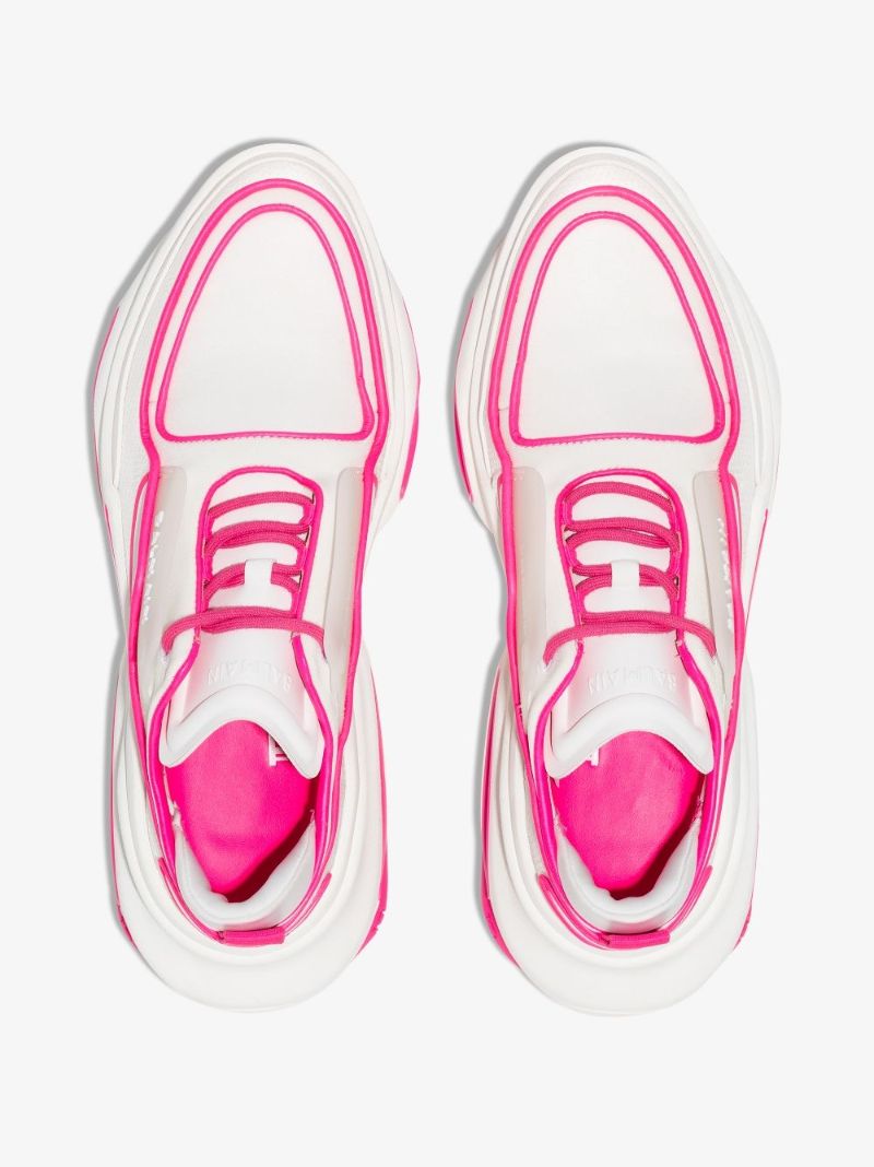 White and Pink B-bold Chunky Leather Sneakers