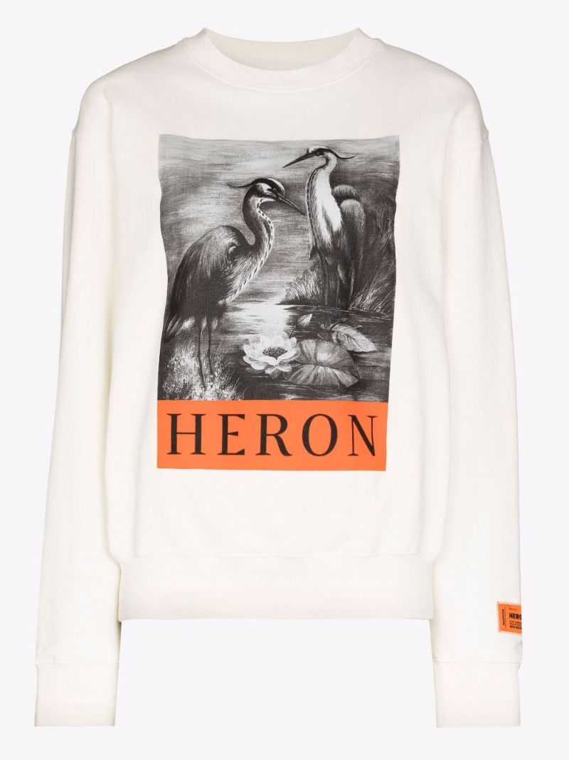 Heron Print Cotton Sweatshirt