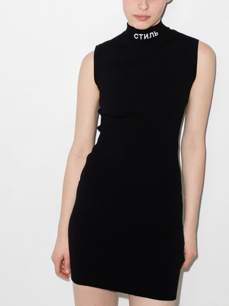 Logo Turtleneck Knitted Mini Dress