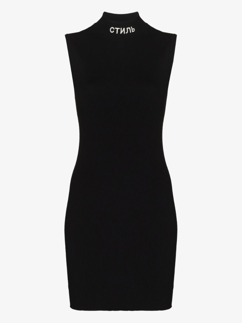 Logo Turtleneck Knitted Mini Dress
