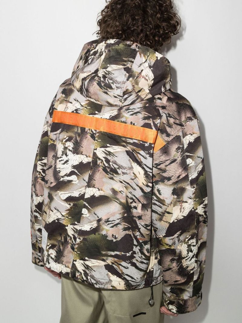 Green Camouflage-print Hooded Jacket