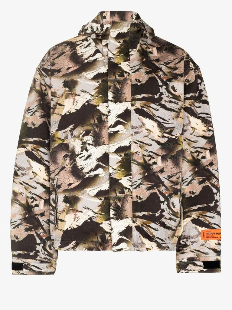 Green Camouflage-print Hooded Jacket