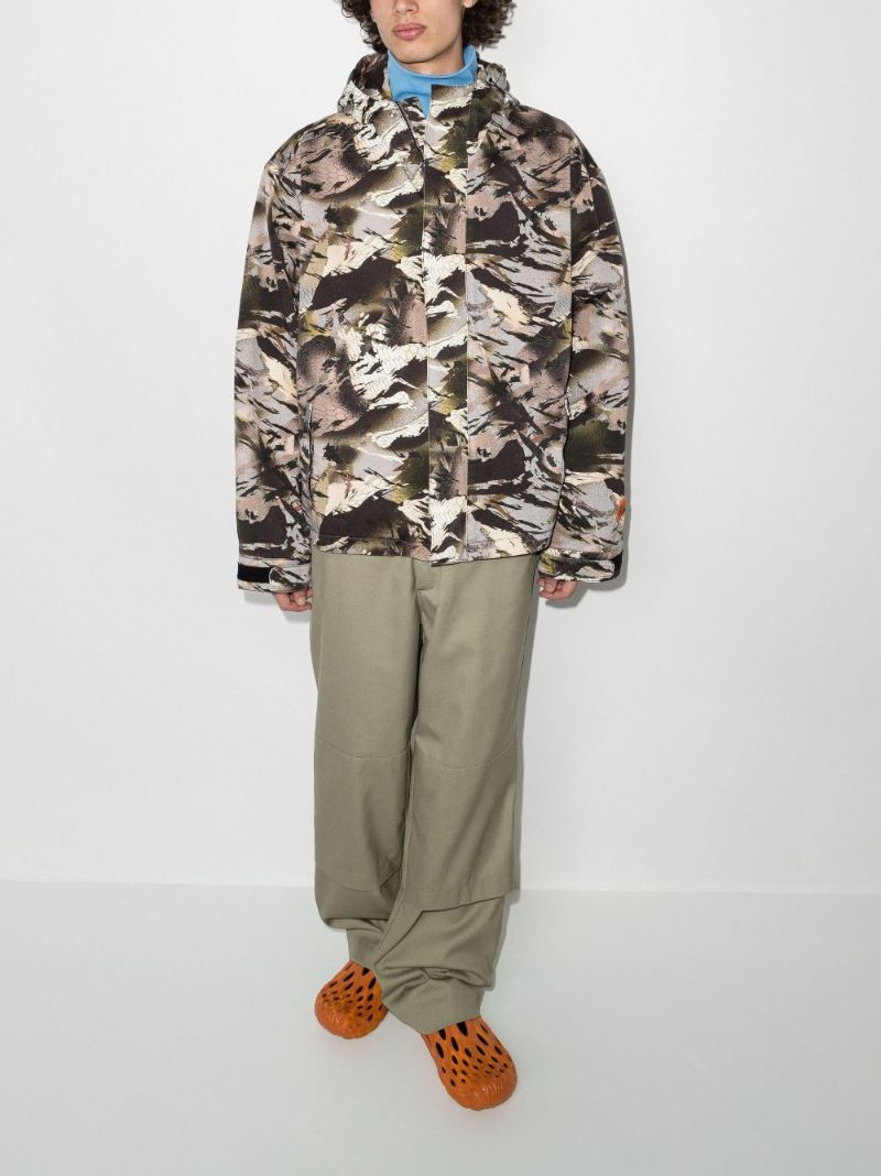 Green Camouflage-print Hooded Jacket