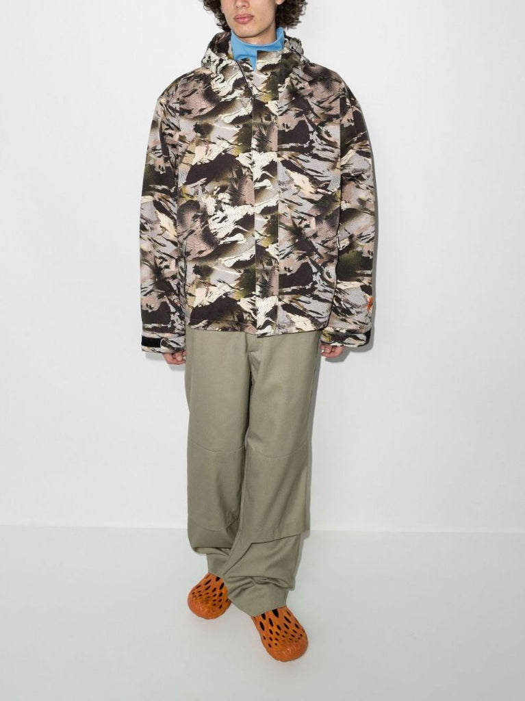 Green Camouflage-print Hooded Jacket