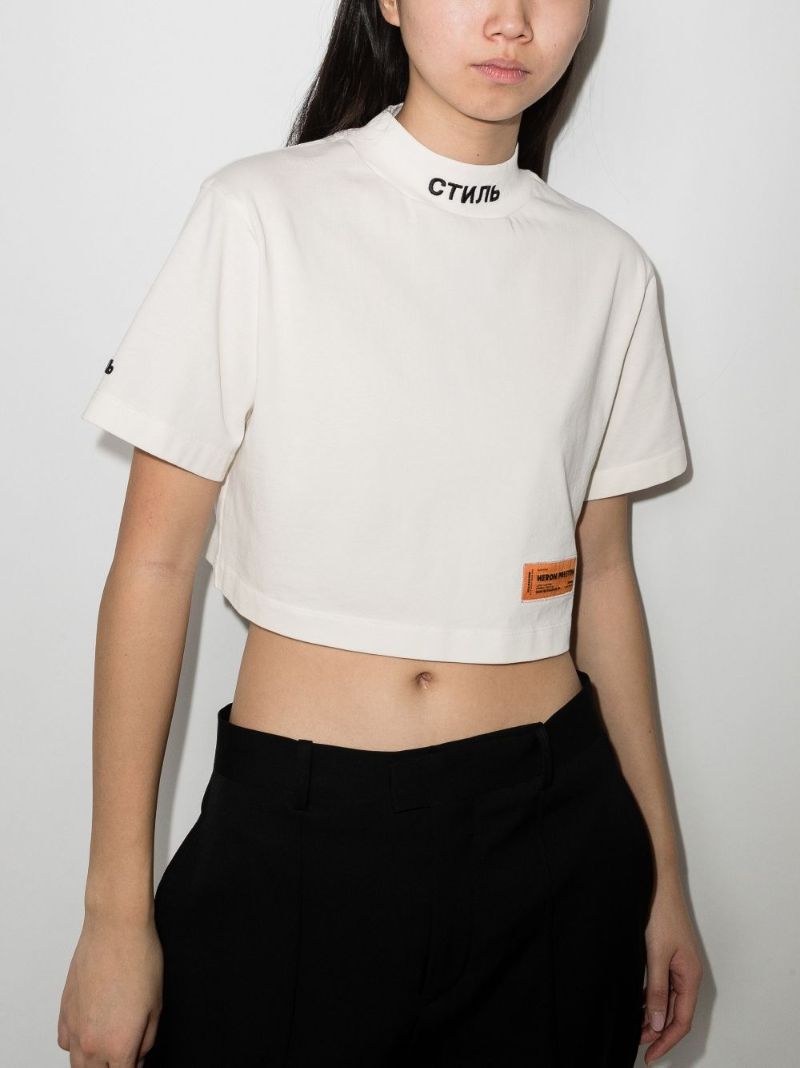 Logo Mock Neck Cropped T-shirt